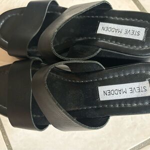 Steve Madden Black Leather Sandals